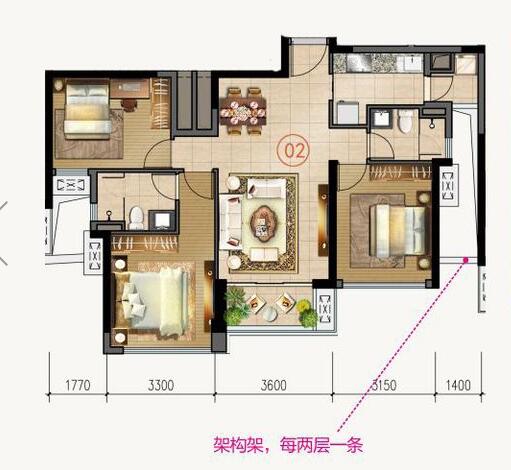 九洲国际官网家装：拉萨合景新鸿基·泷景100㎡新中式装建成效鉴赏